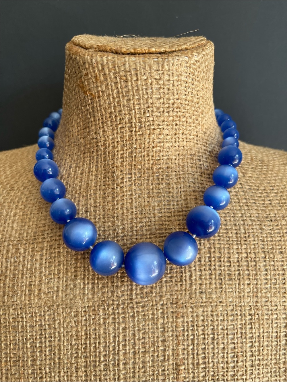 Vintage blue moon glow Beaded choker Necklace.